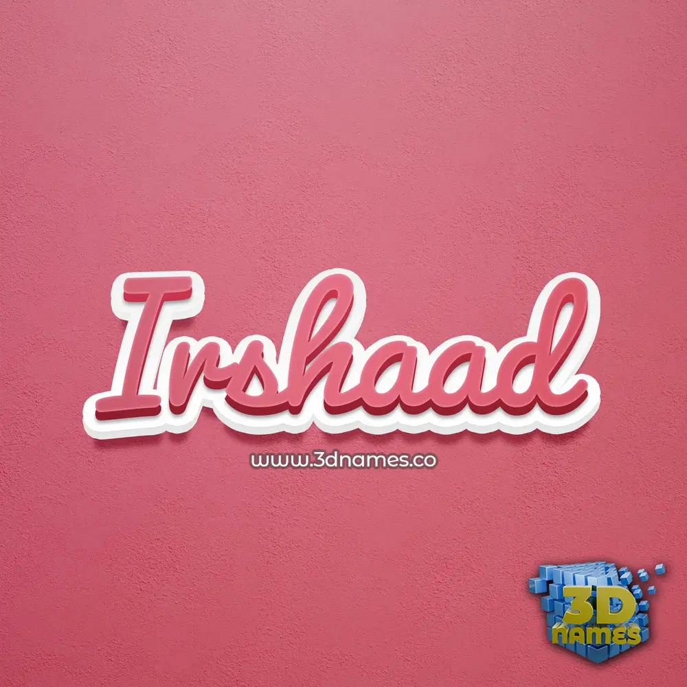 irshaad in Red Scribble style - 3D name wallpaper