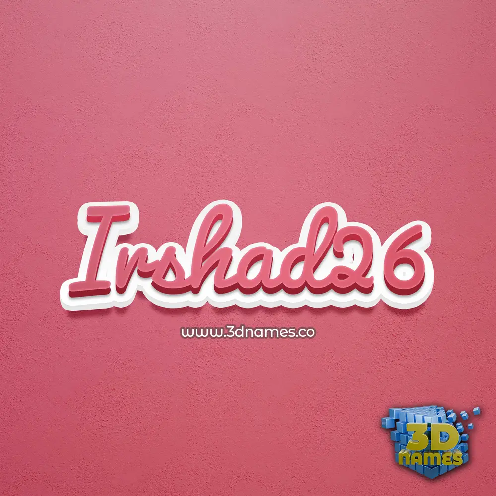 irshad26 in Red Scribble style - 3D name wallpaper