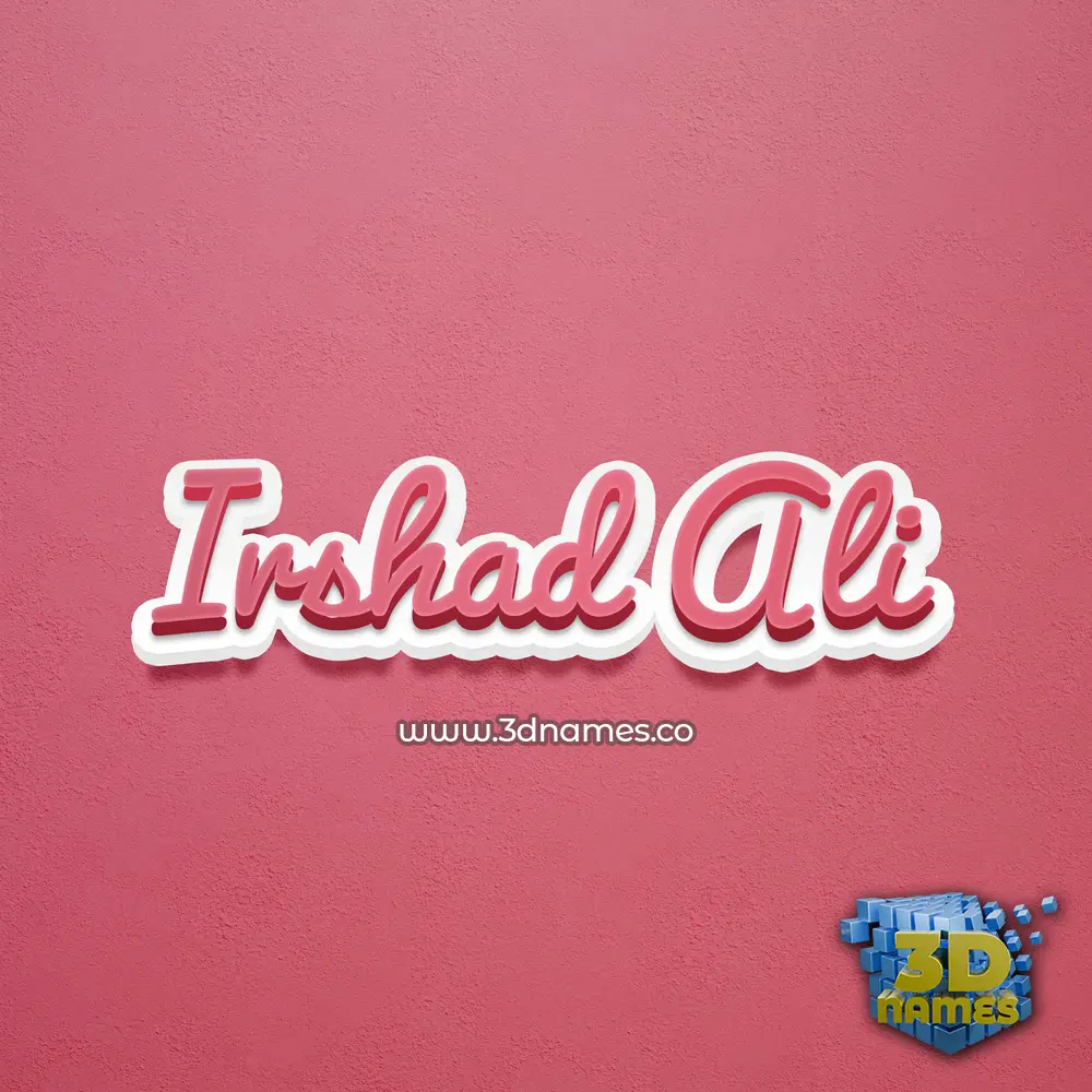 irshad ali in Red Scribble style - 3D name wallpaper