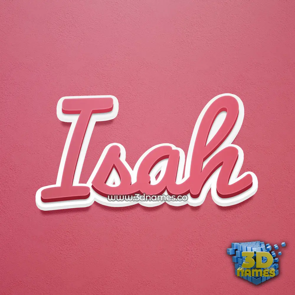 isah in Red Scribble style - 3D name wallpaper