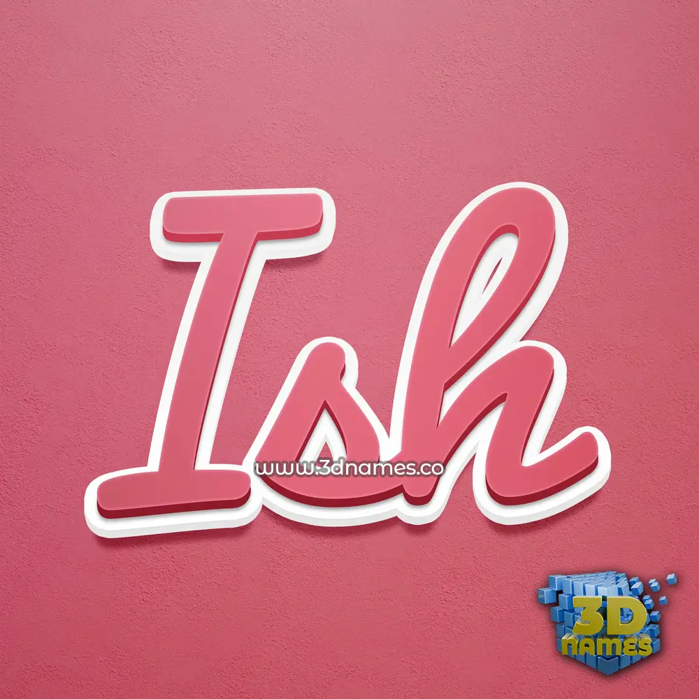 ish in Red Scribble style - 3D name wallpaper