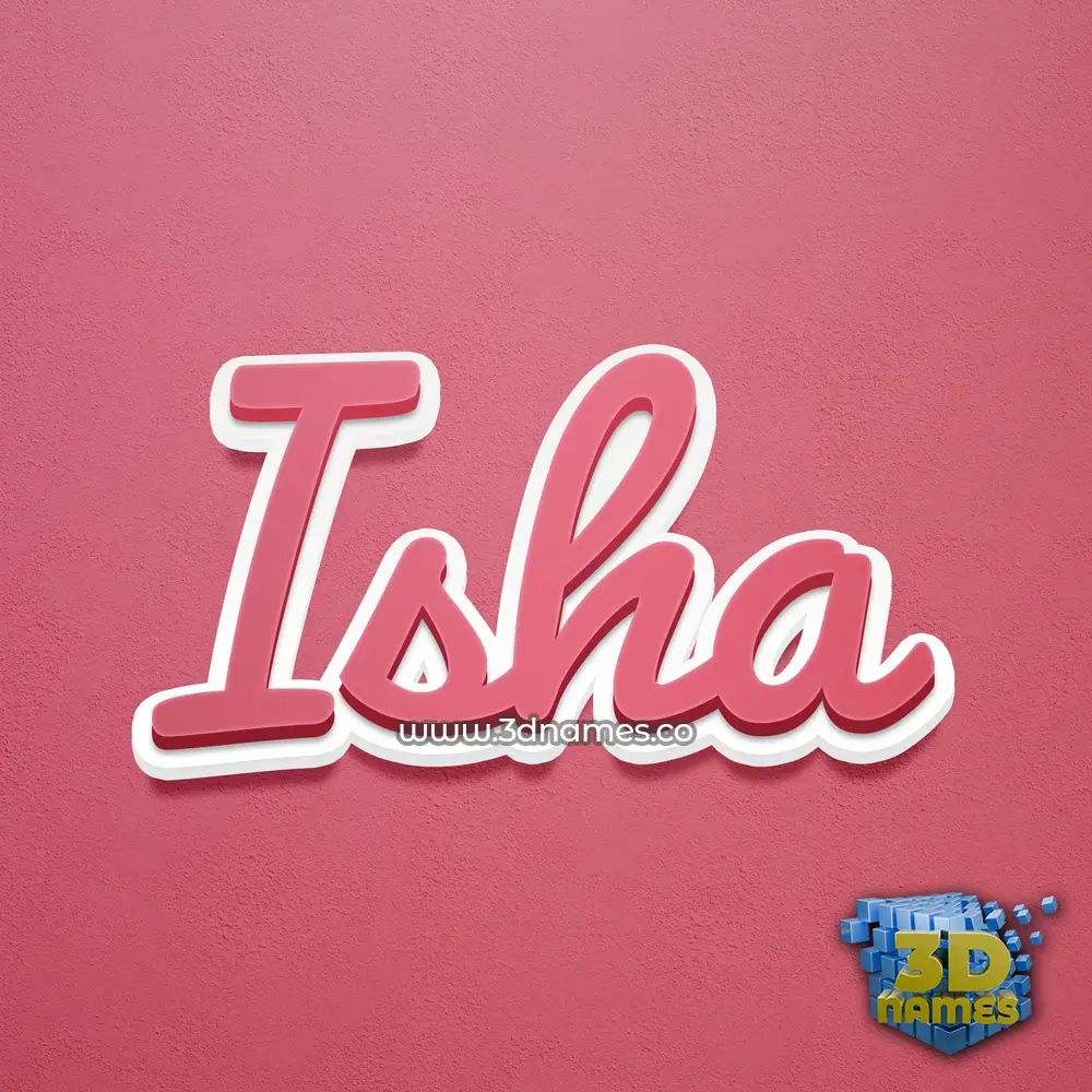 isha in Red Scribble style - 3D name wallpaper