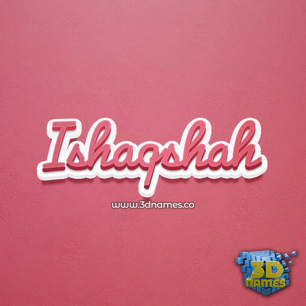 ishaqshah in Red Scribble style - 3D name wallpaper