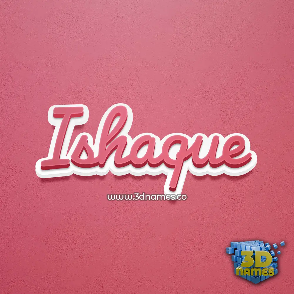 ishaque in Red Scribble style - 3D name wallpaper