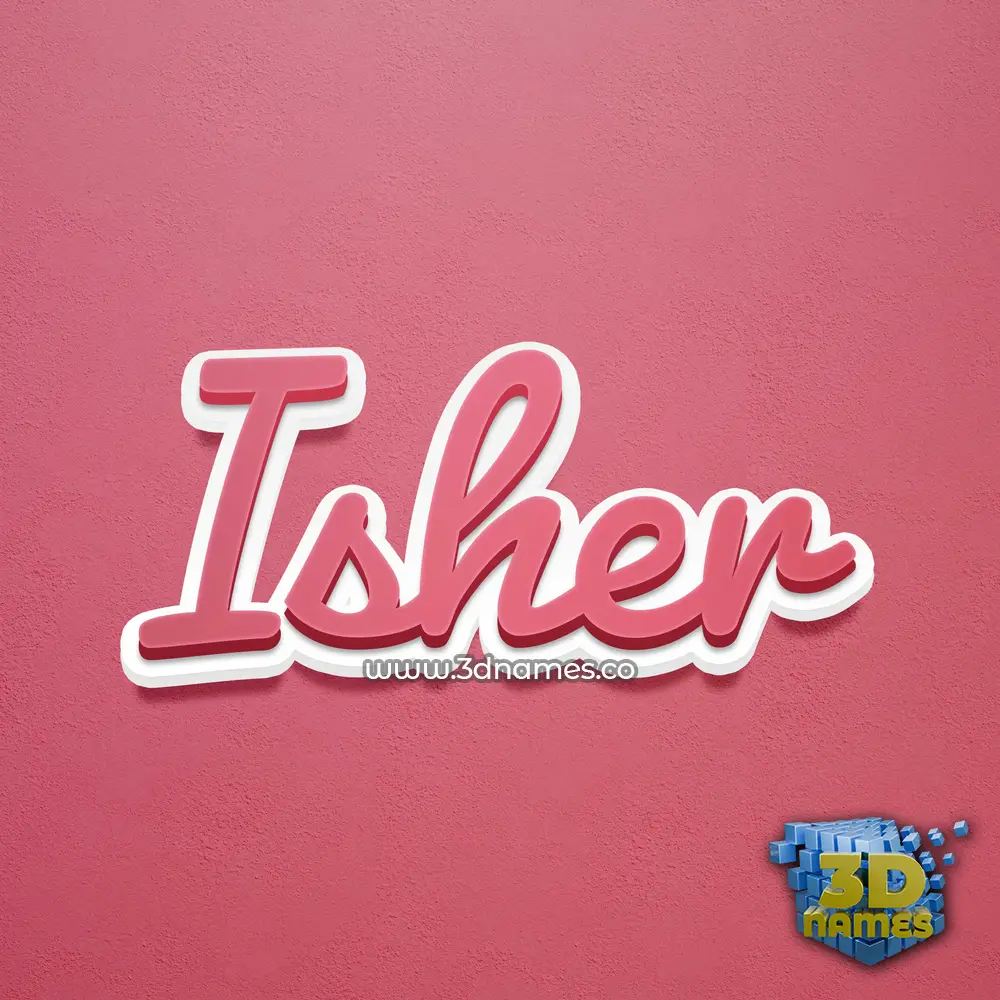 isher in Red Scribble style - 3D name wallpaper