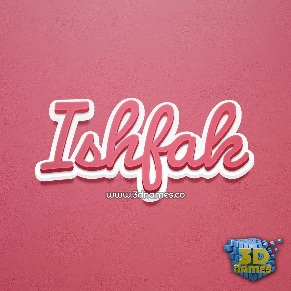 ishfak in Red Scribble style - 3D name wallpaper