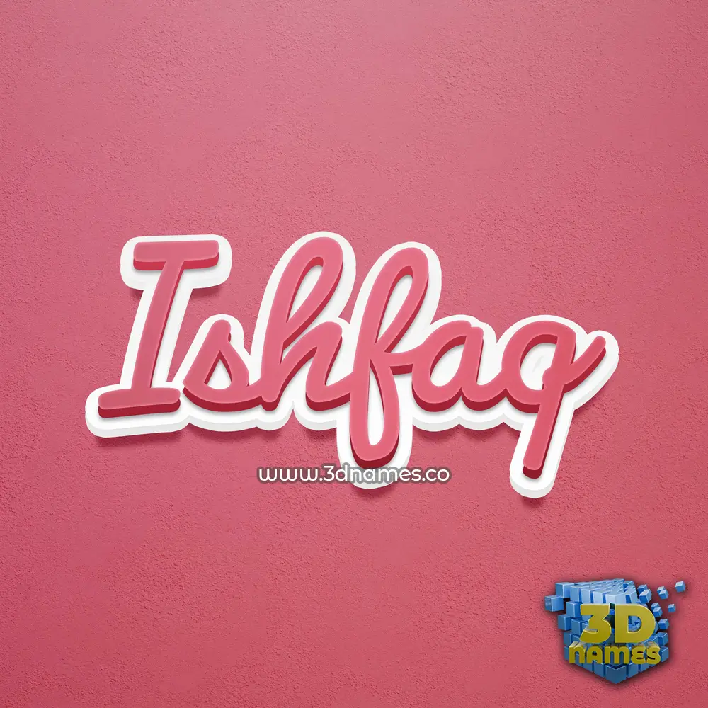 ishfaq in Red Scribble style - 3D name wallpaper