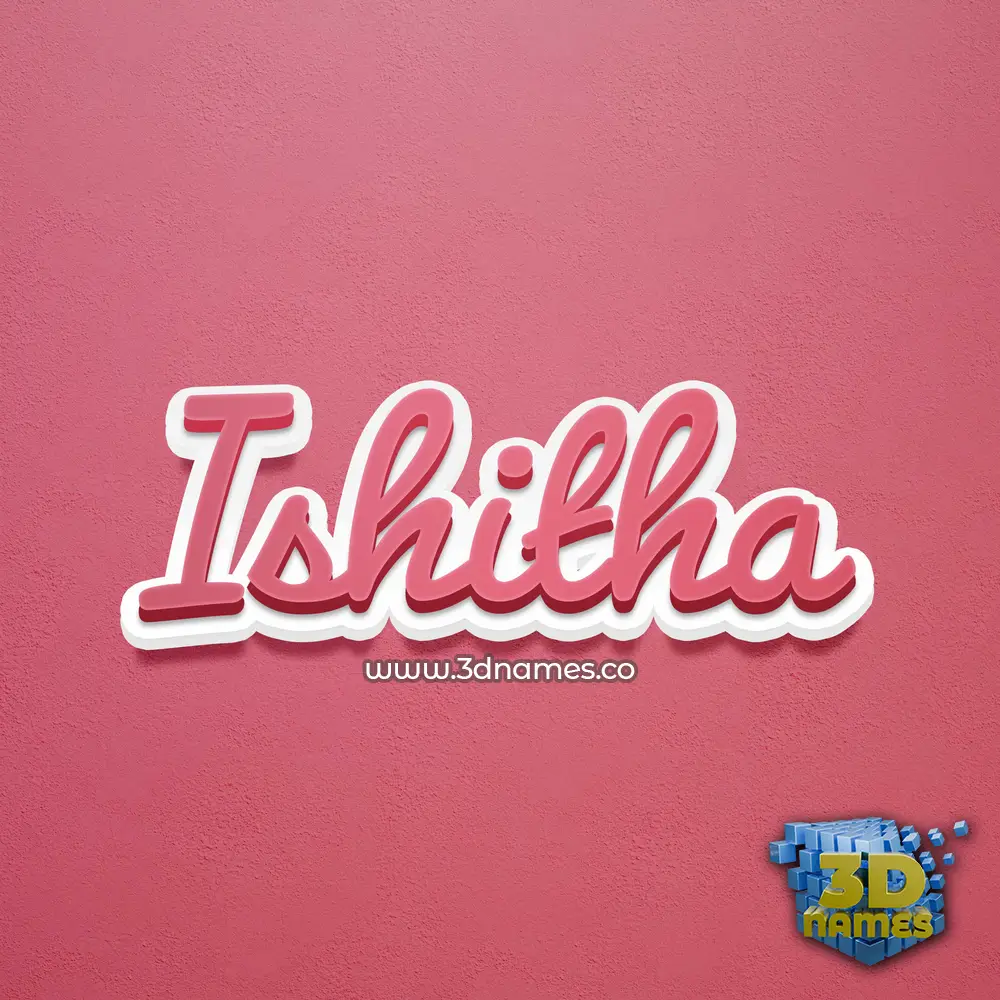 ishitha in Red Scribble style - 3D name wallpaper