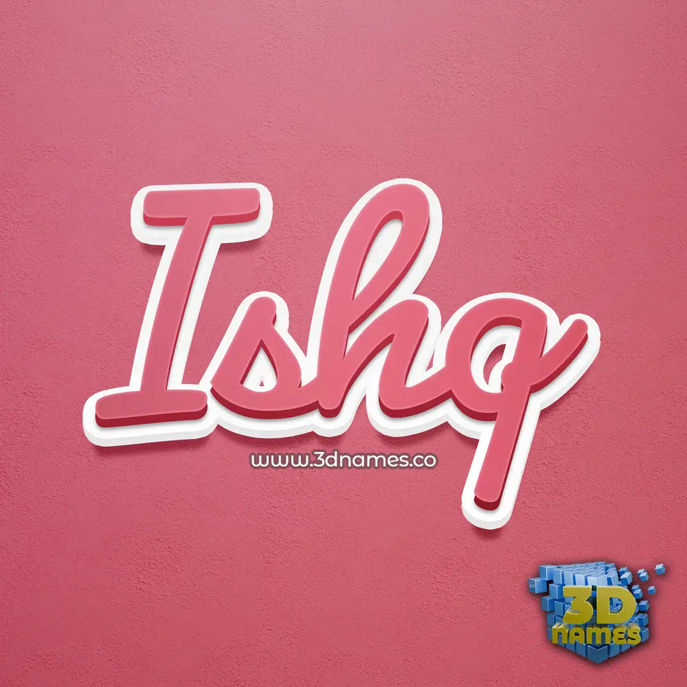 ishq in Red Scribble style - 3D name wallpaper
