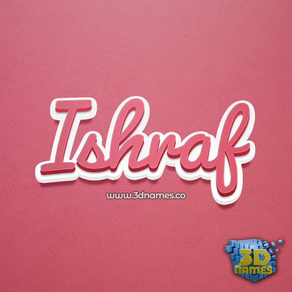 ishraf in Red Scribble style - 3D name wallpaper