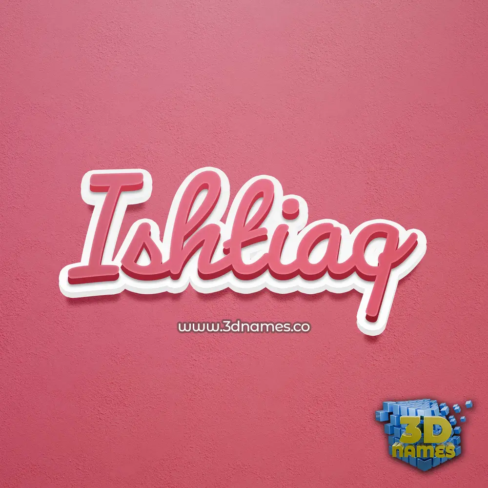 ishtiaq in Red Scribble style - 3D name wallpaper