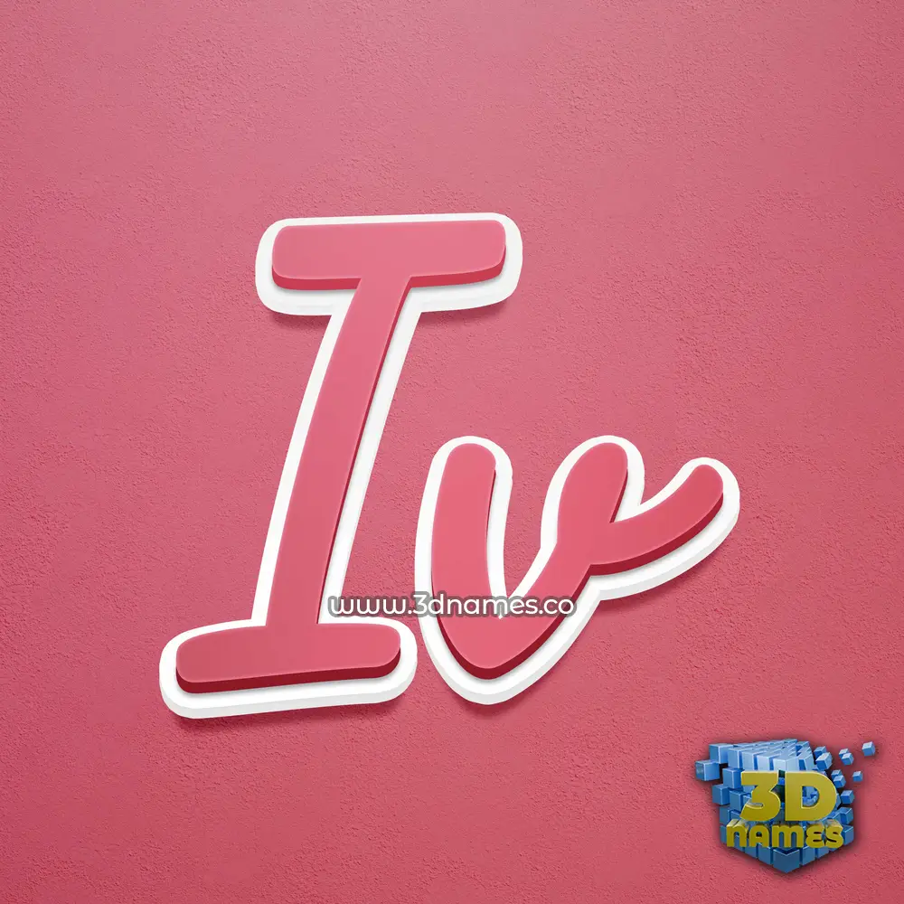 iv in Red Scribble style - 3D name wallpaper