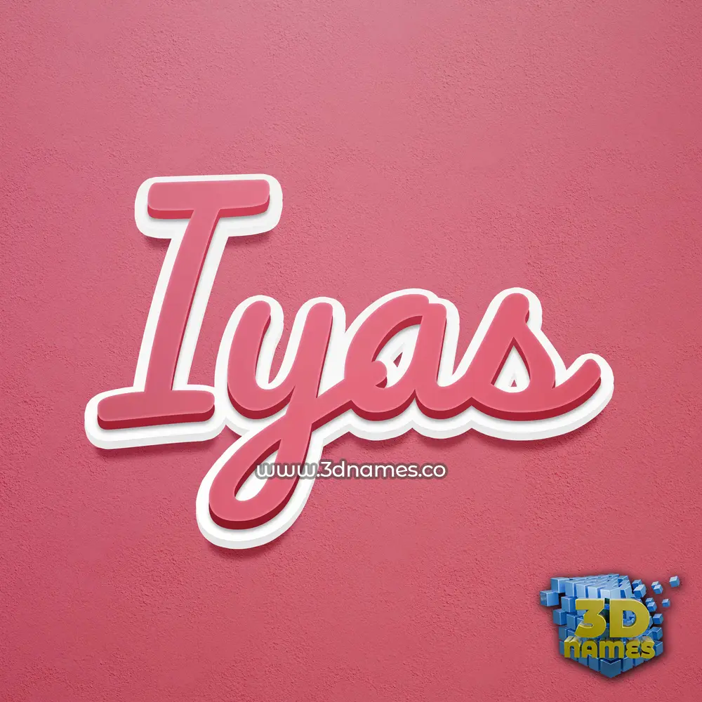 iyas in Red Scribble style - 3D name wallpaper
