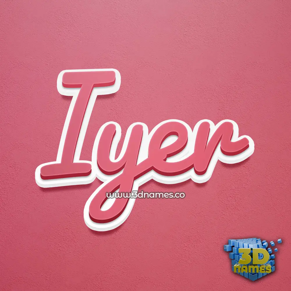 iyer in Red Scribble style - 3D name wallpaper