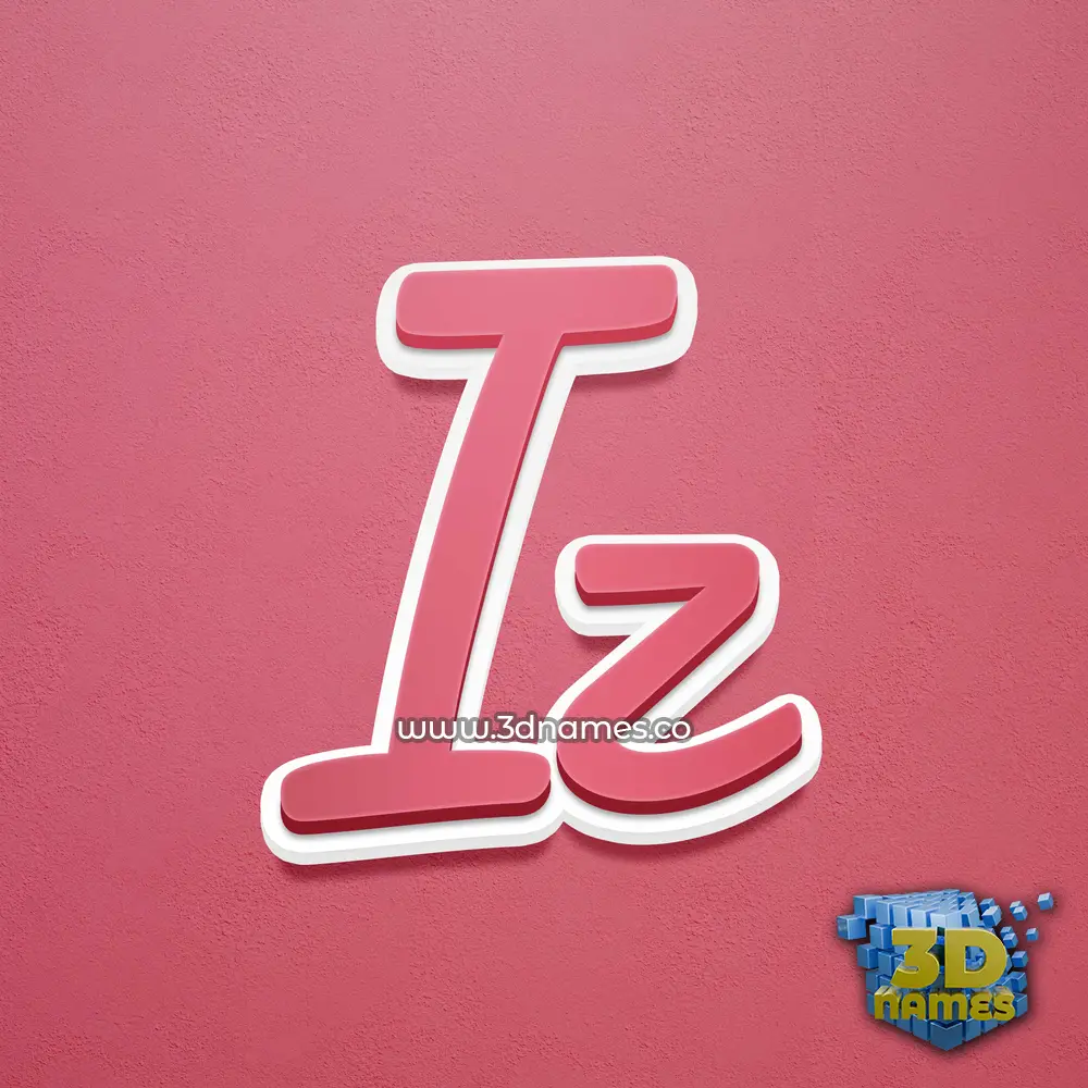 iz in Red Scribble style - 3D name wallpaper