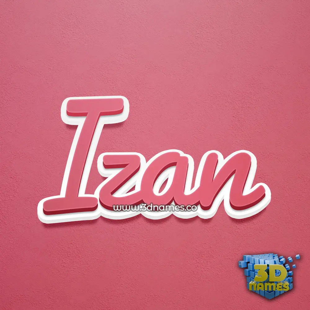 izan in Red Scribble style - 3D name wallpaper
