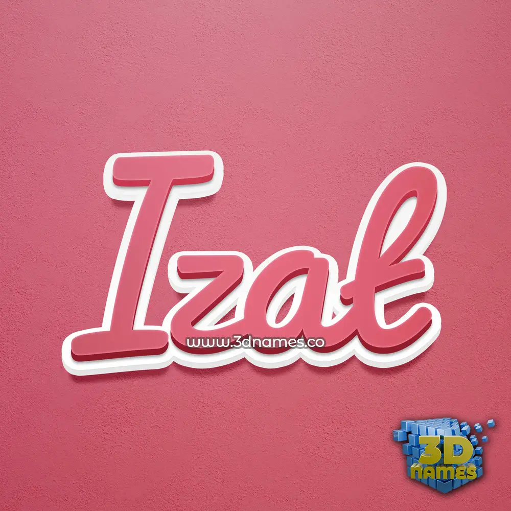izat in Red Scribble style - 3D name wallpaper