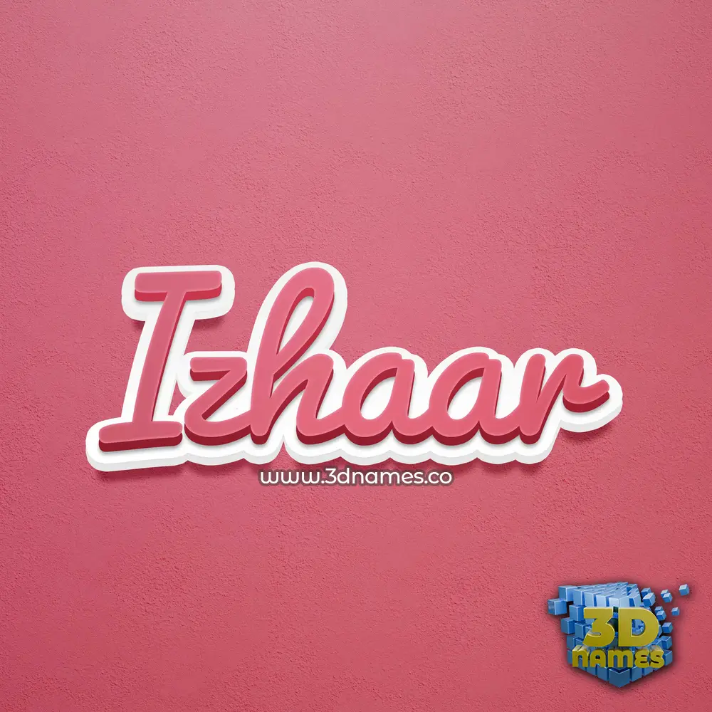 izhaar in Red Scribble style - 3D name wallpaper