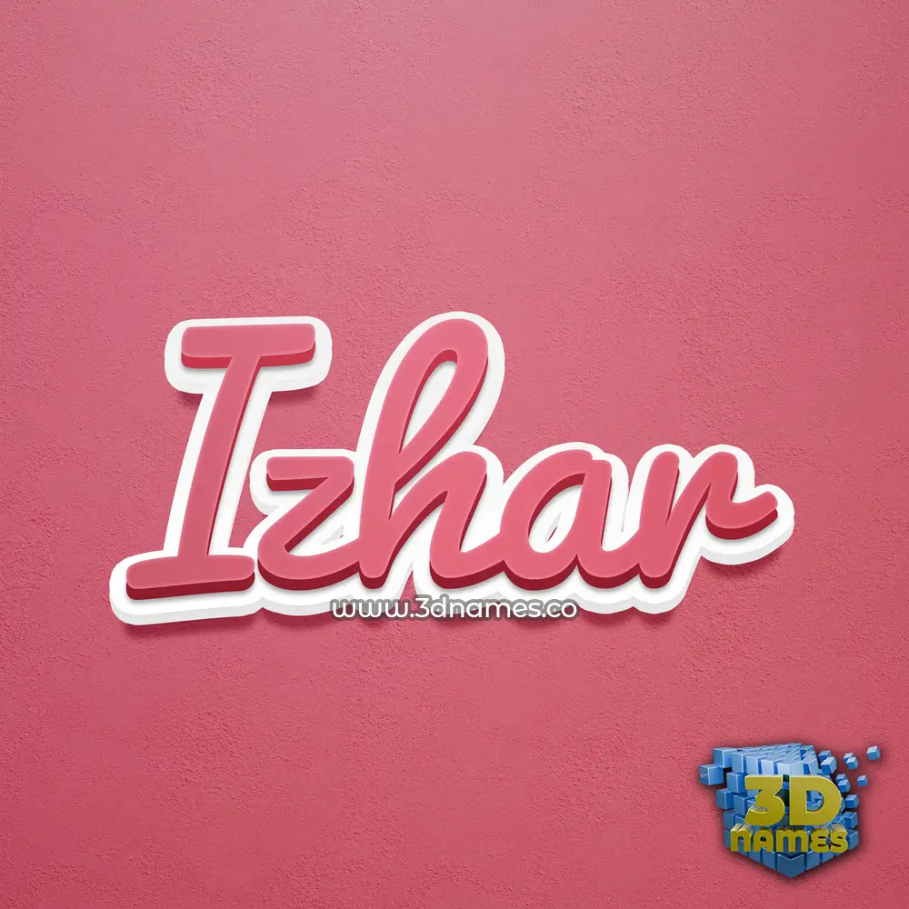 izhar in Red Scribble style - 3D name wallpaper
