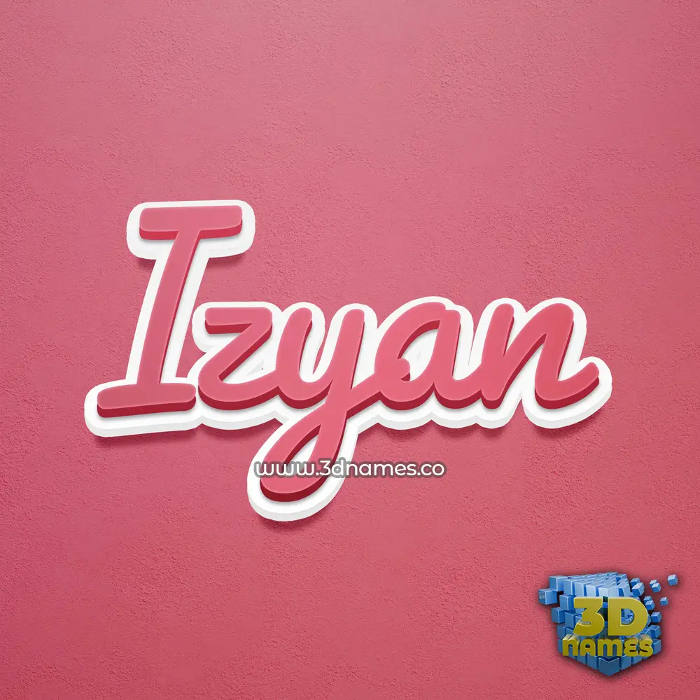 izyan in Red Scribble style - 3D name wallpaper
