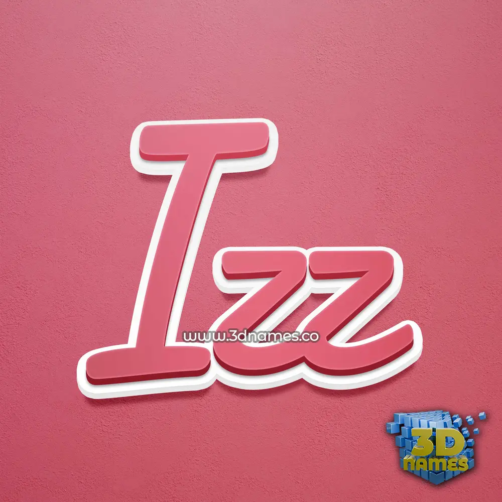 izz in Red Scribble style - 3D name wallpaper