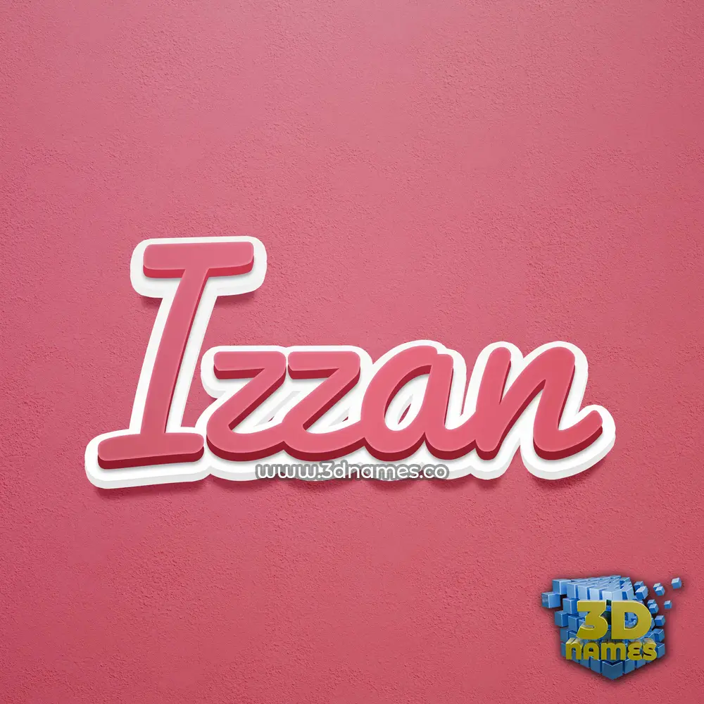 izzan in Red Scribble style - 3D name wallpaper