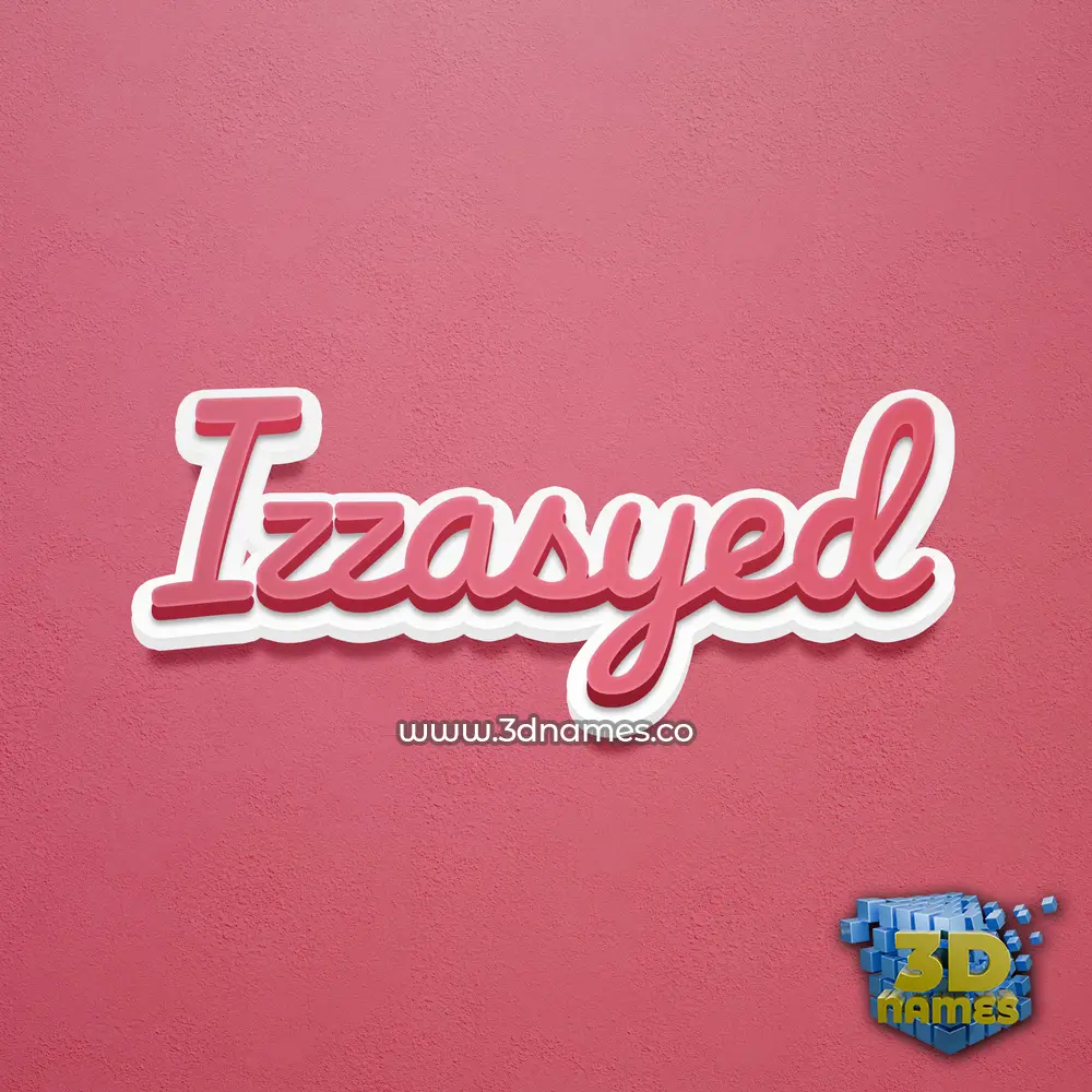 izzasyed in Red Scribble style - 3D name wallpaper