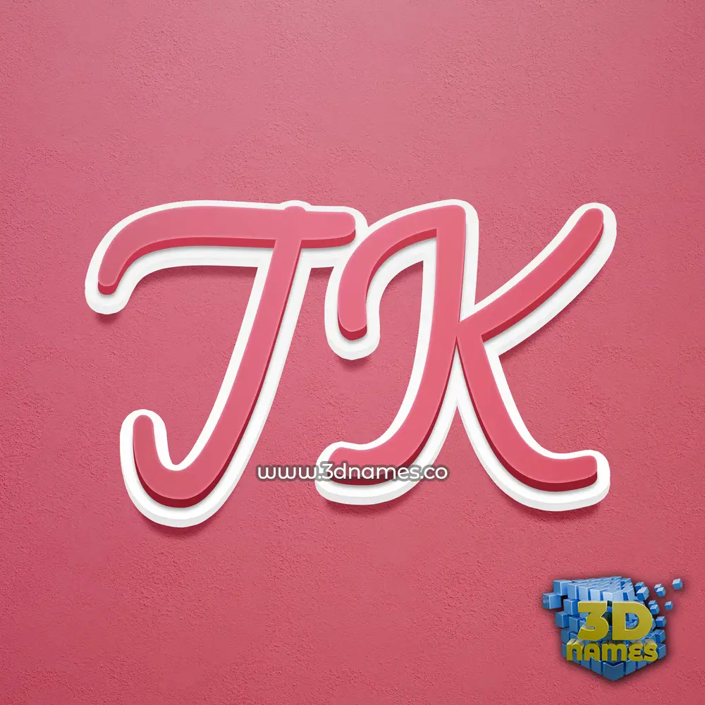 j k in Red Scribble style - 3D name wallpaper
