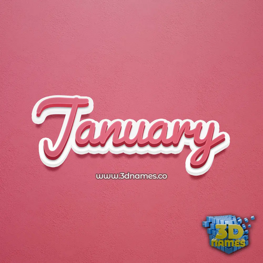 january in Red Scribble style - 3D name wallpaper