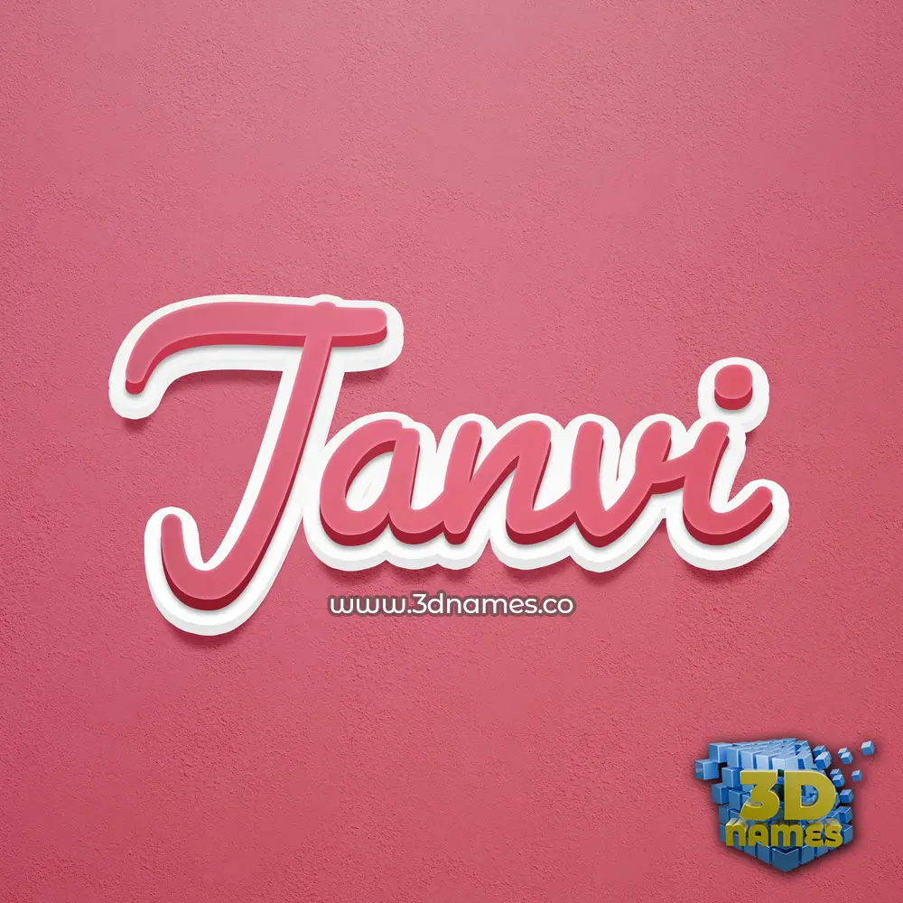janvi in Red Scribble style - 3D name wallpaper