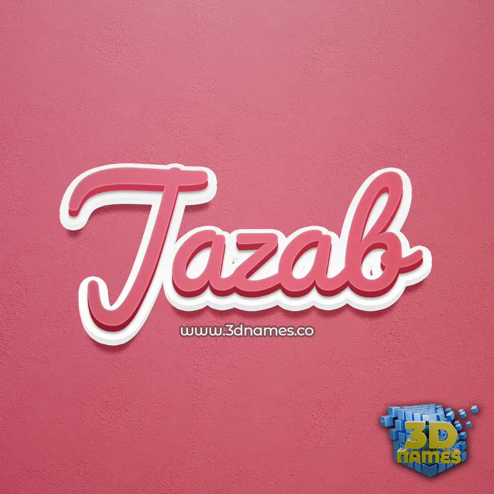 jazab in Red Scribble style - 3D name wallpaper