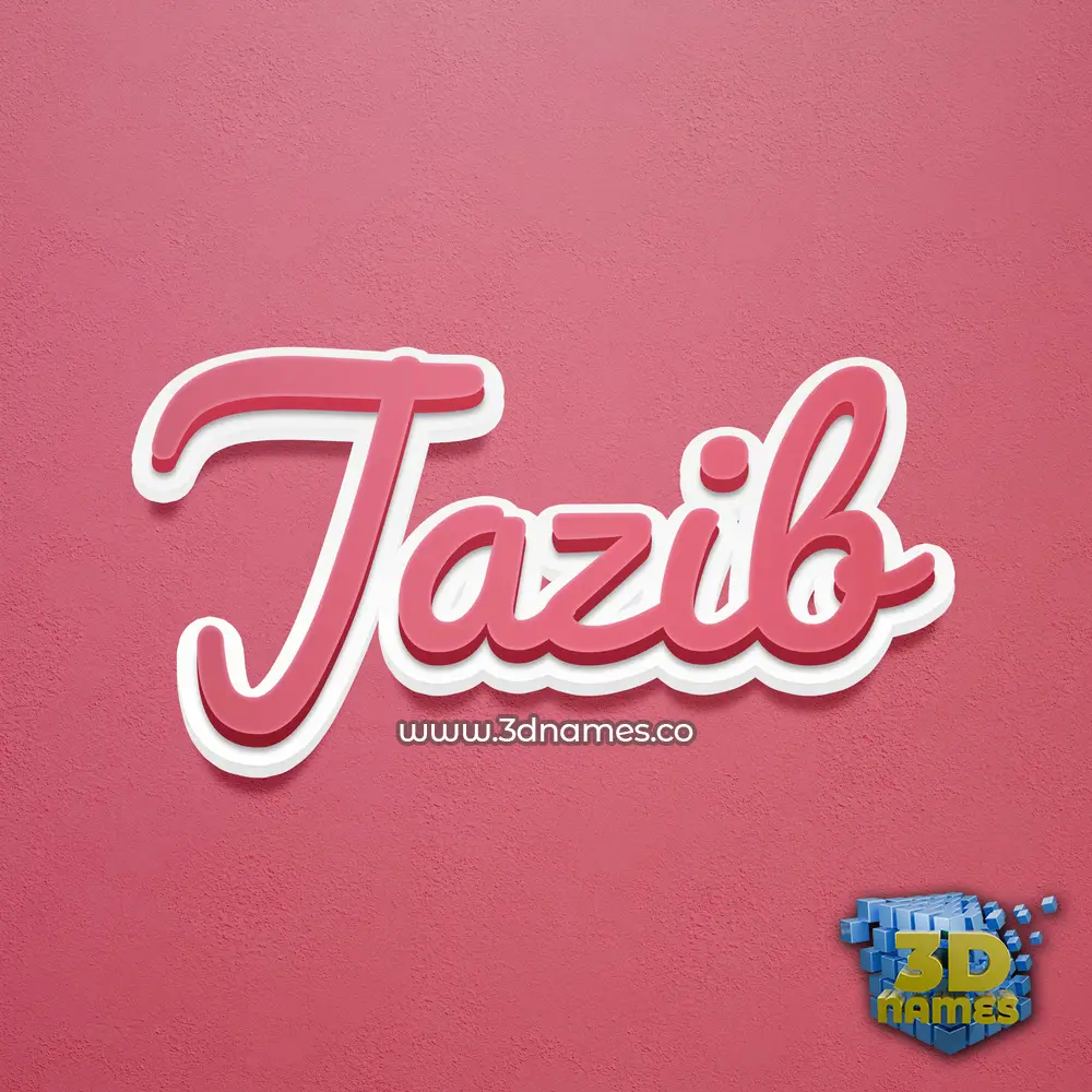 jazib in Red Scribble style - 3D name wallpaper