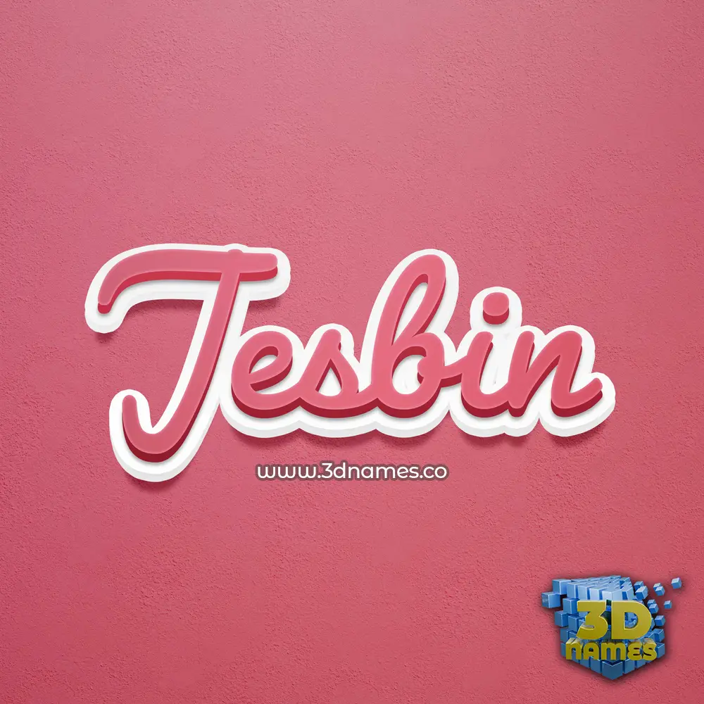 jesbin in Red Scribble style - 3D name wallpaper