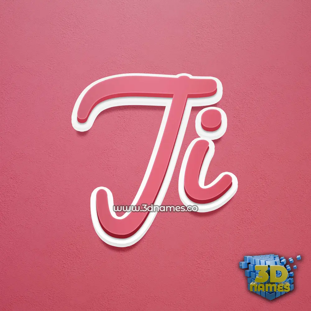 ji in Red Scribble style - 3D name wallpaper