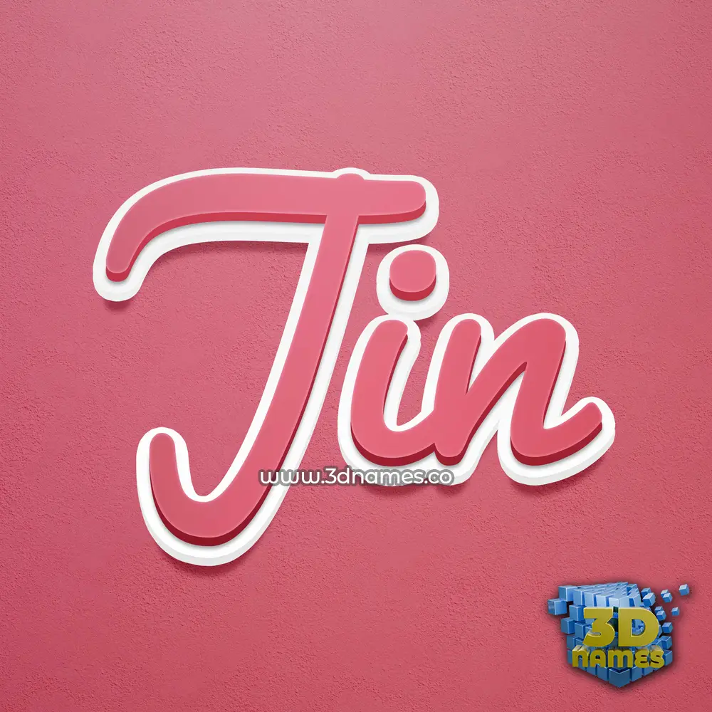 jin in Red Scribble style - 3D name wallpaper