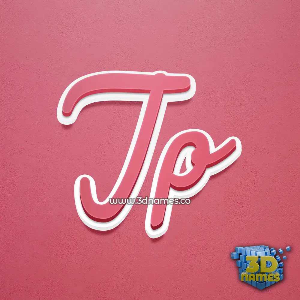 jp in Red Scribble style - 3D name wallpaper