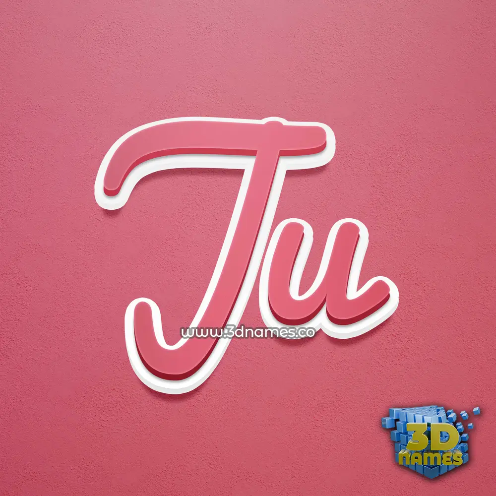 ju in Red Scribble style - 3D name wallpaper