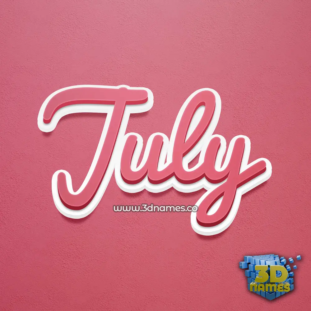 july in Red Scribble style - 3D name wallpaper