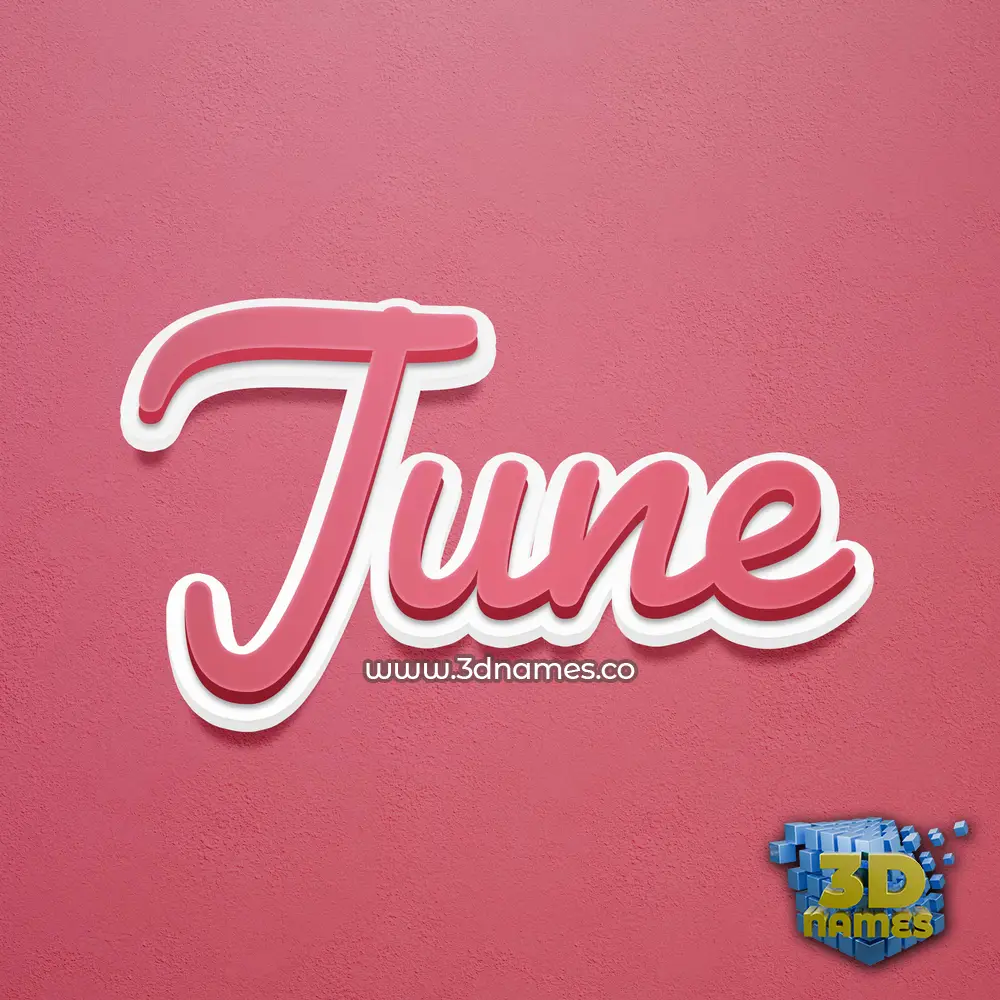 june in Red Scribble style - 3D name wallpaper