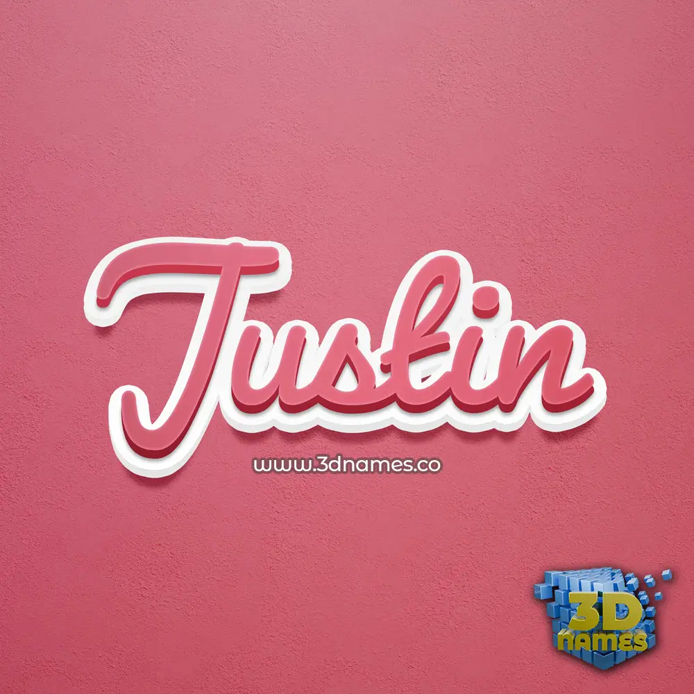 justin in Red Scribble style - 3D name wallpaper