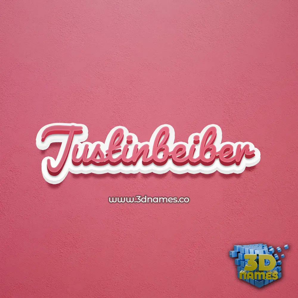 justinbeiber in Red Scribble style - 3D name wallpaper