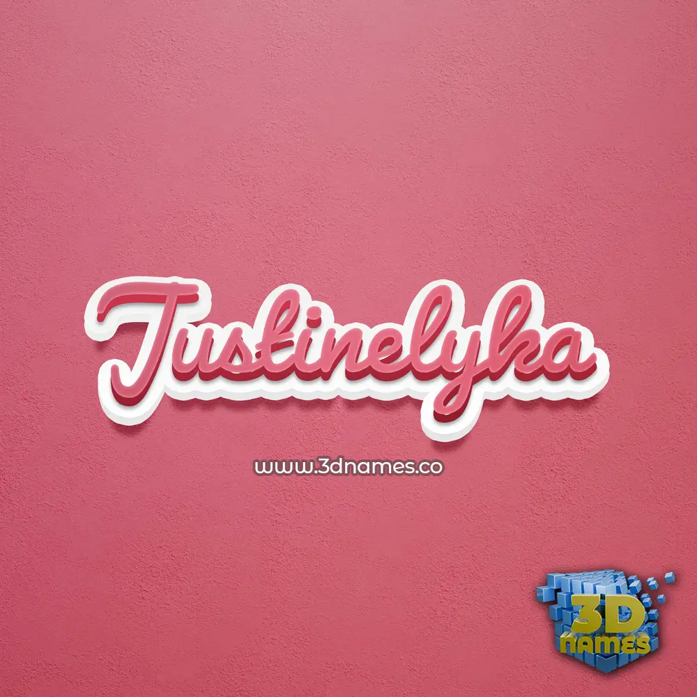 justinelyka in Red Scribble style - 3D name wallpaper