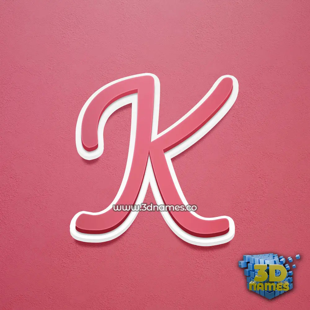 k in Red Scribble style - 3D name wallpaper