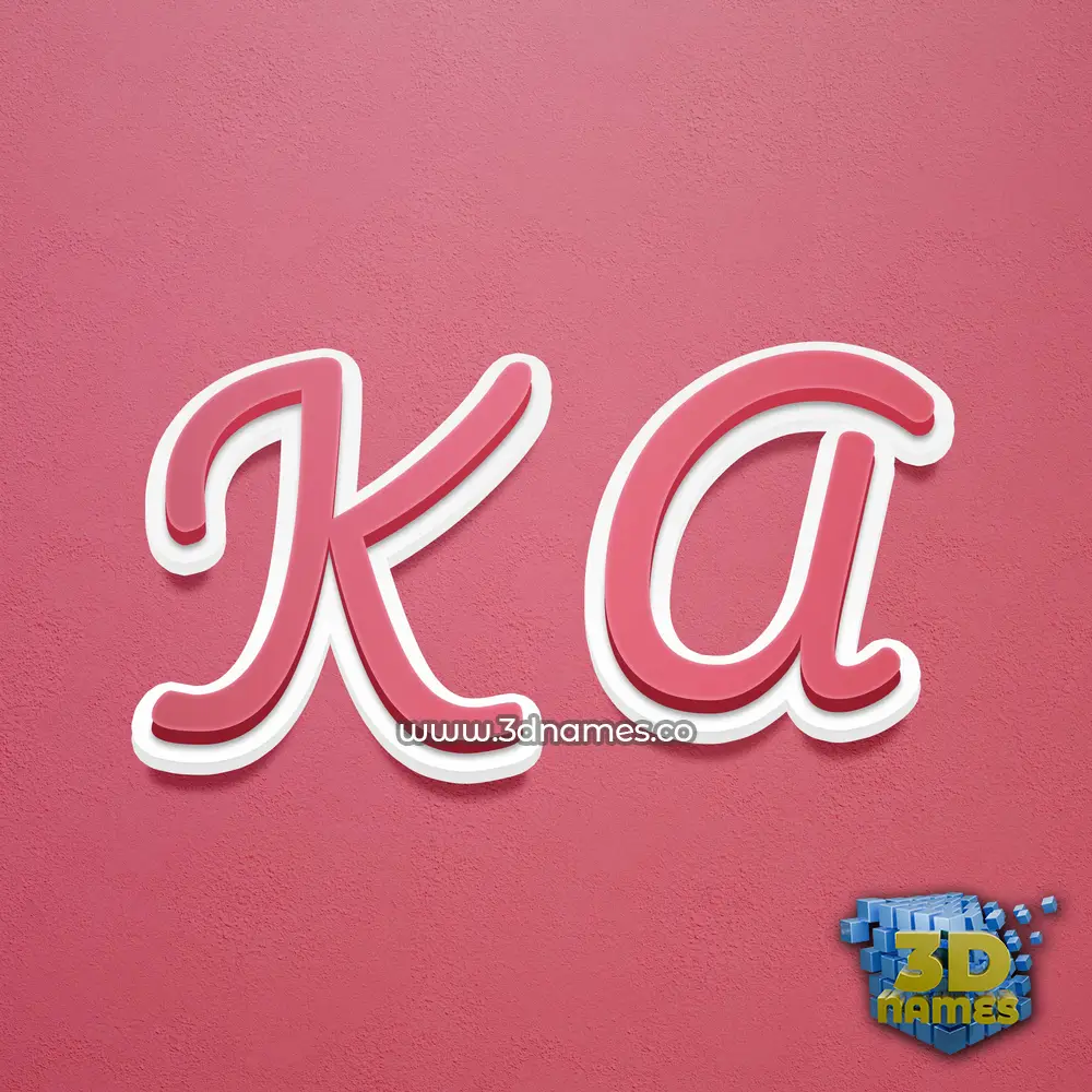 k a in Red Scribble style - 3D name wallpaper