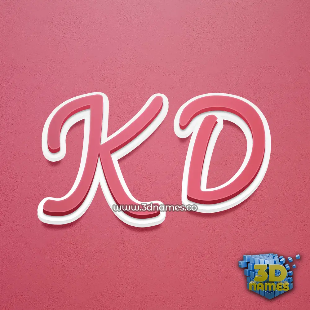 k d in Red Scribble style - 3D name wallpaper