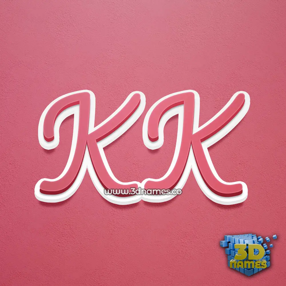 k k in Red Scribble style - 3D name wallpaper