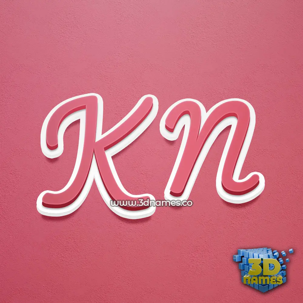 k n in Red Scribble style - 3D name wallpaper