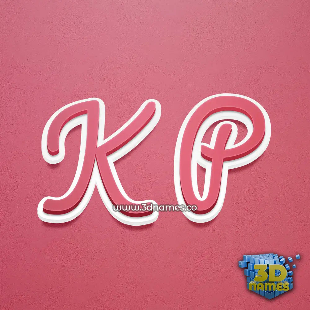 k p in Red Scribble style - 3D name wallpaper