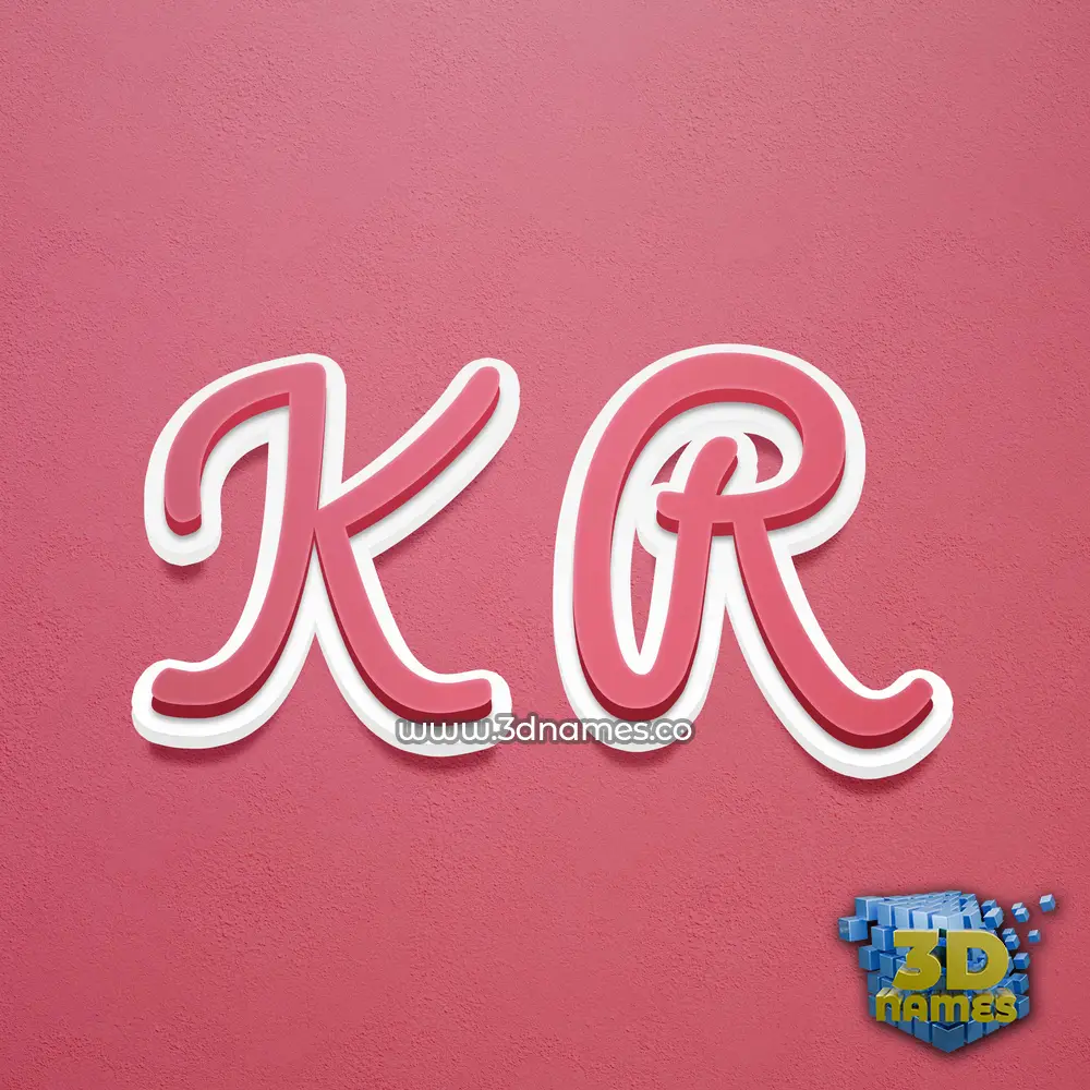 k r in Red Scribble style - 3D name wallpaper