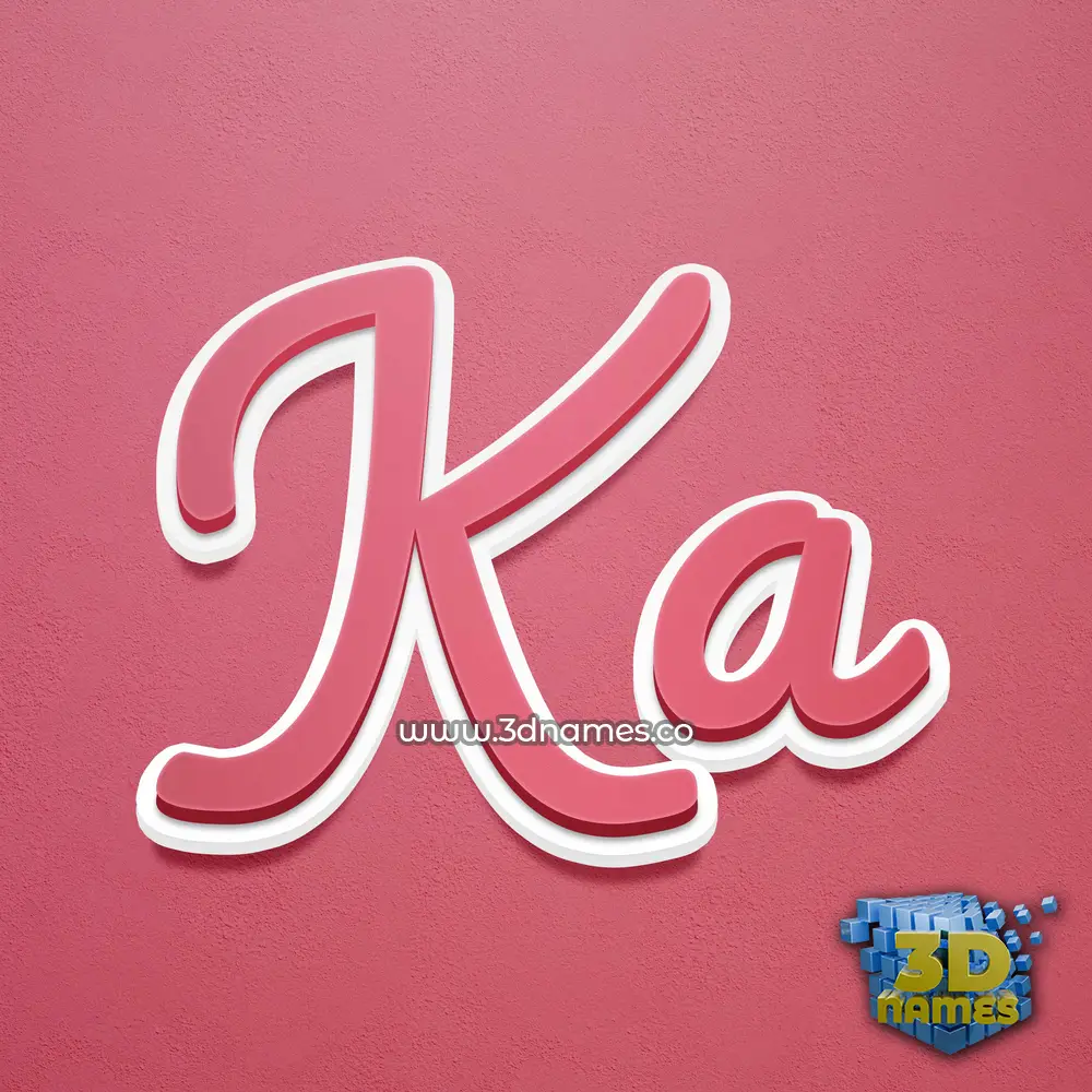 ka in Red Scribble style - 3D name wallpaper